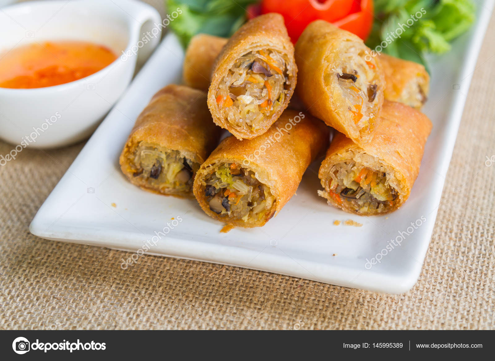 Deep fried spring rolls — Stock Photo © suksao 145995389