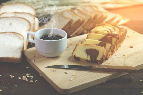 Bolo de manteiga e café — Fotografia de Stock
