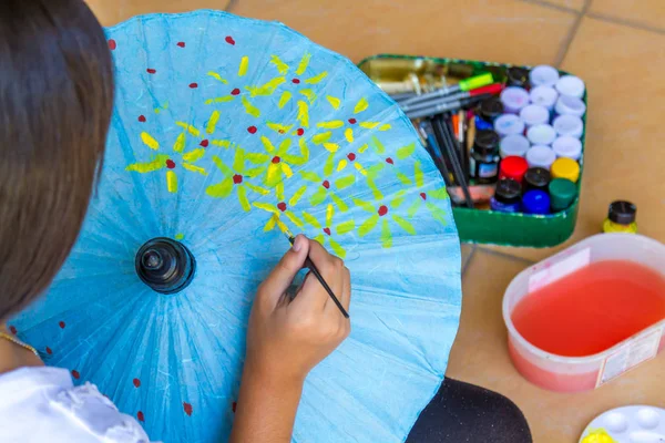 Paint flower umbrella — Stock Photo, Image