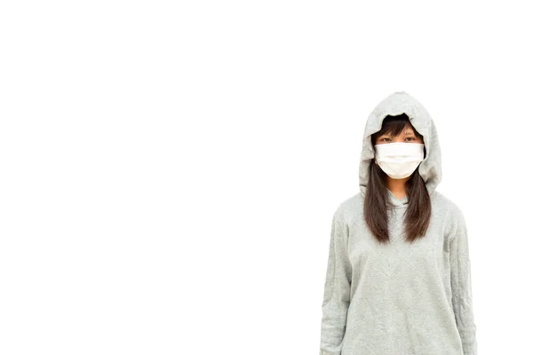 Asian Teenage Girls Asia Ethnic Wearing Health Mask Prevent Virus — Stock Photo, Image