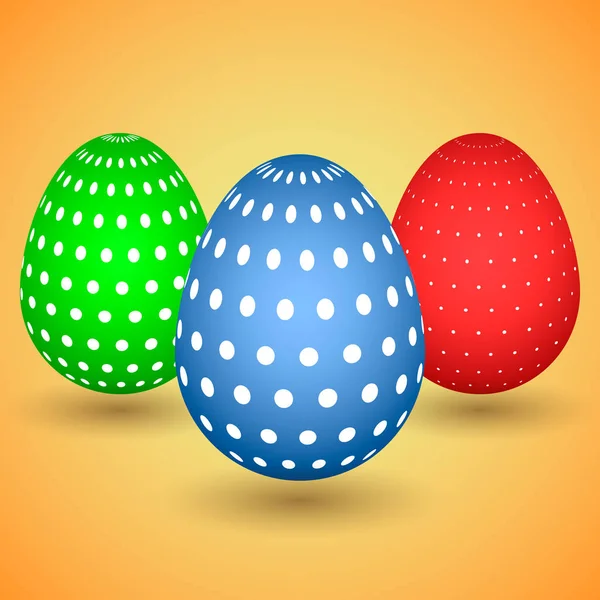 Ilustración de tres huevos de Pascua — Vector de stock