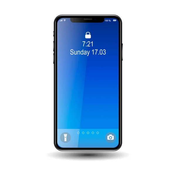 Telefono Mobil con schermo blu . — Vettoriale Stock