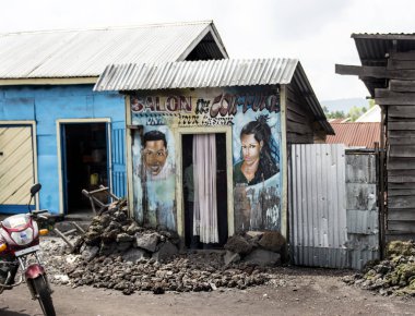 Local hairdressing salon, in Democratic republic of Congo clipart