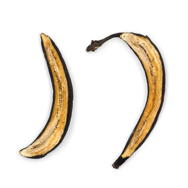 Zerfallende Bananenscheiben Vor Weißem Hintergrund — Stockfoto