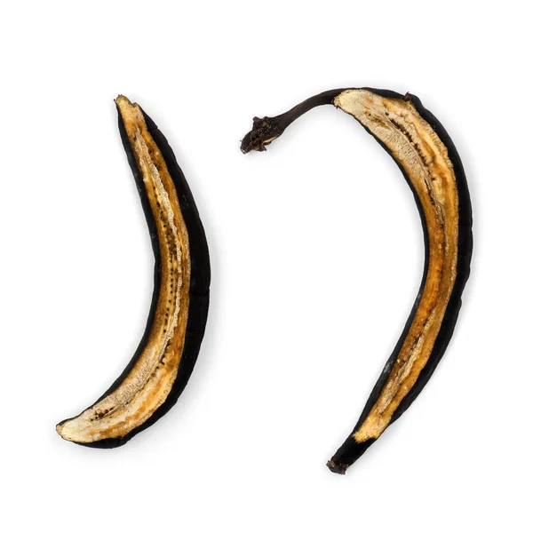 Fette Banana Decomposizione Sullo Sfondo Bianco — Foto Stock