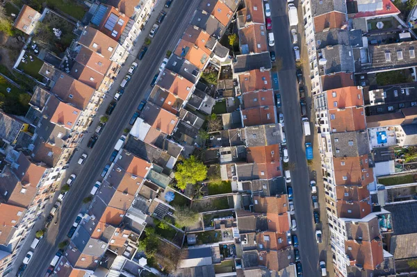 Bryssel Laeken Belgien April 2020 Flygfoto Över Laekengatan Med Spårvagn — Stockfoto