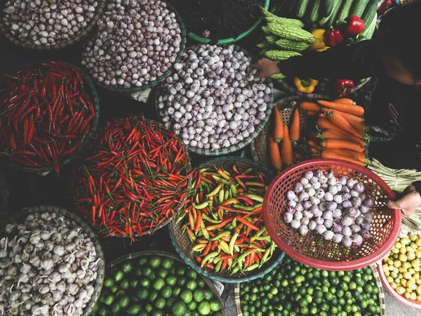 Hanoi Vietnam Febuary 2020 Fresh Vegetables Sale Street Food Market — Stock Photo, Image
