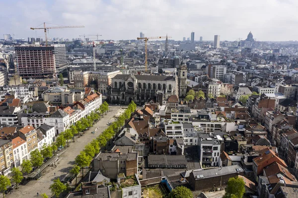 Bryssel Belgien April 2020 Flygfoto Över Quai Aux Briques Och — Stockfoto