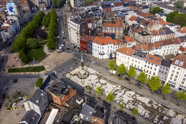Bryssel Belgien April 2020 Flygfoto Över Quai Aux Briques Och — Stockfoto