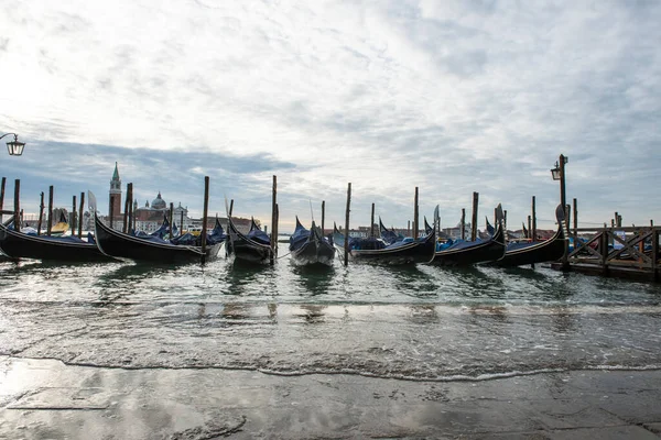 Venecia Italia Noviembre 2018 Vista Sobre Góndola Durante Acqua Alta — Foto de Stock