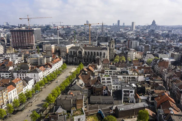 Brussels Belgium April 2020 Aerial View Quai Aux Briques Sainte — стоковое фото