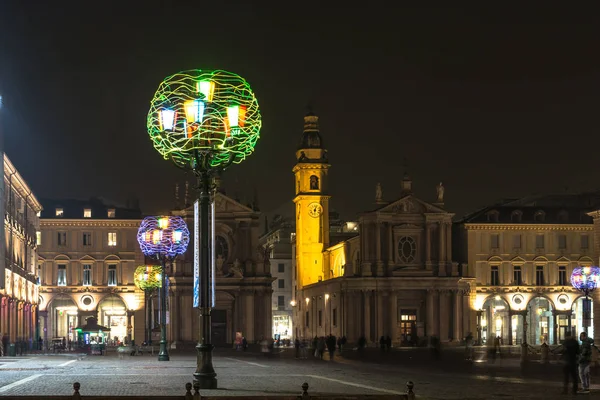 Piazza San Carlo i juletid i Turin, Italien — Stockfoto