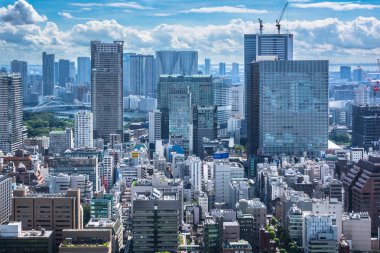 Tokyo, Japonya, Asya - 7 Eylül 2019: Tokyo Kulesi 'nden Tokyo' nun havadan görünüşü
