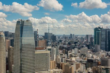 Tokyo, Japonya, Asya - 7 Eylül 2019: Tokyo Kulesi 'nden Tokyo' nun havadan görünüşü