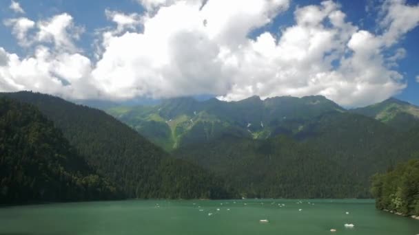 Панорама Озера Ritsa Абхазії Південного Кавказу Уповільнена Зйомка Відеокліп