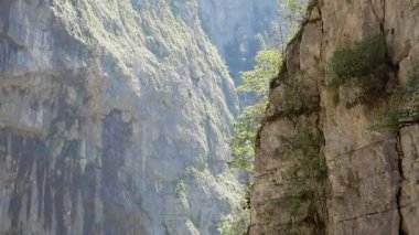 Bir dağ nehir Kanyon cliff görünümünü