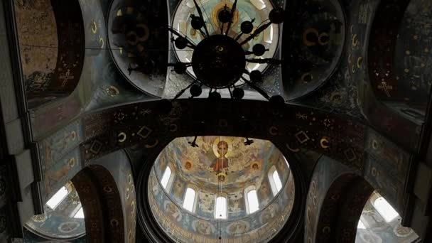 Mosteiro Novovafonsky Igreja Ortodoxa Dentro Templo — Vídeo de Stock