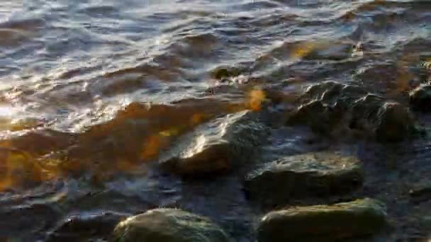 Acqua Rocce Onde Sulle Rive Del Golfo Finlandia — Video Stock