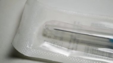 şırınga paket enjeksiyon için. yakın çekim. Pan