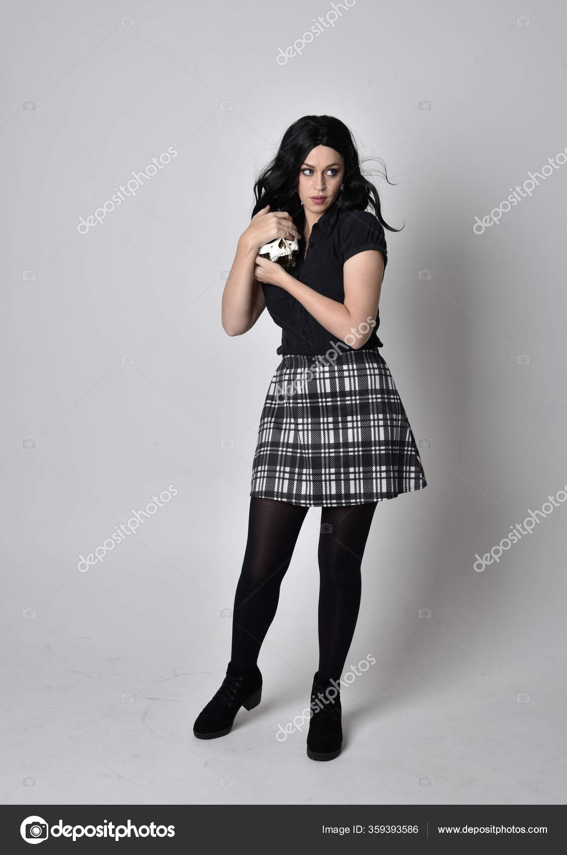plaid skirt boots