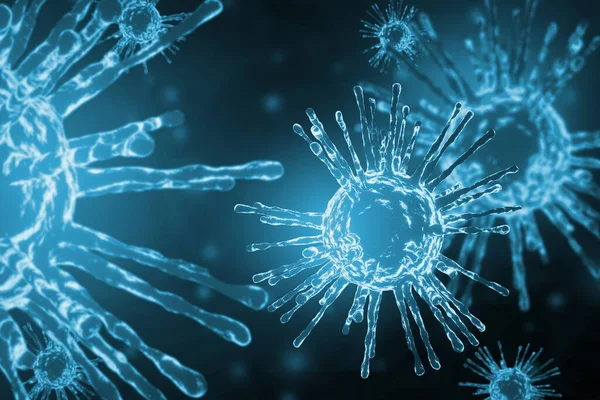 Ilustracja Medyczna Epidemia Wirusa Korony Lub Koncepcja Covid Zbliżenie Komórki — Zdjęcie stockowe