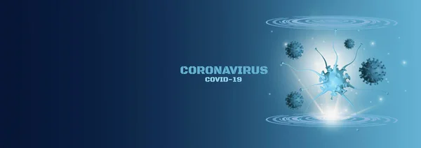 Banner Header Panoramic Coronavirus Covid Rendering Illustration Design Concept Health — стоковое фото