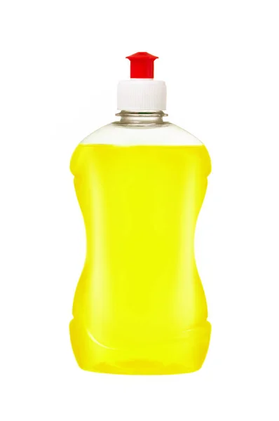 Plastik şişe bulaşık sıvı deterjan. Sarı renk bulaşık deterjanı