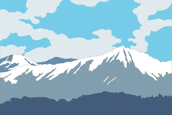 Hermoso Paisaje Azul Montañas — Vector de stock