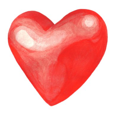Suluboya yalıtılmış bir kırmızı kalp simgesinin resmi.