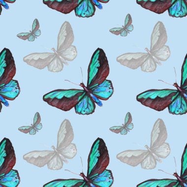 Sulu Boya Dikişsiz desen boyalı kelebek