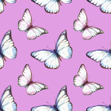 Sulu Boya Dikişsiz desen boyalı kelebek