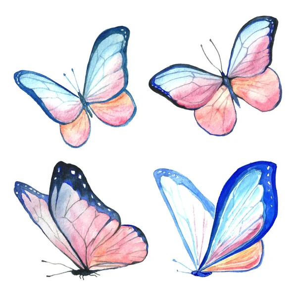 Collection watercolor of flying butterflies. Stock Illustration by ©Artgan  #180892316