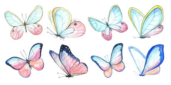 Collection aquarelle de papillons volants . — Photo