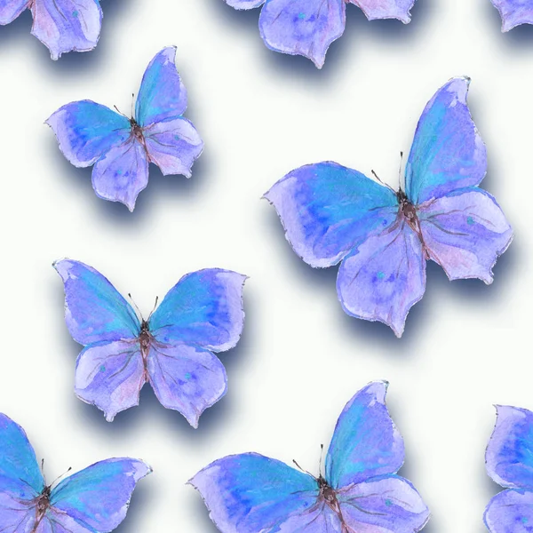 Patrón sin costura de acuarela de mariposas pintadas — Foto de Stock