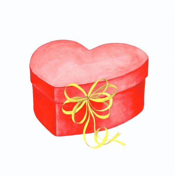 Illustrazione ad acquerello di una confezione regalo con fiocco a nastro . — Foto Stock