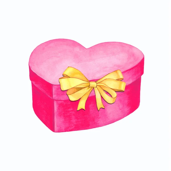 Ακουαρέλα απεικόνιση του ένα κουτί δώρου με κορδέλα φιόγκο. — Φωτογραφία Αρχείου