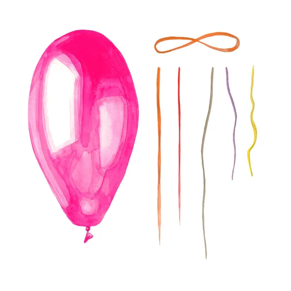 Ilustração aquarela de um balão oval com uma corda . — Fotografia de Stock