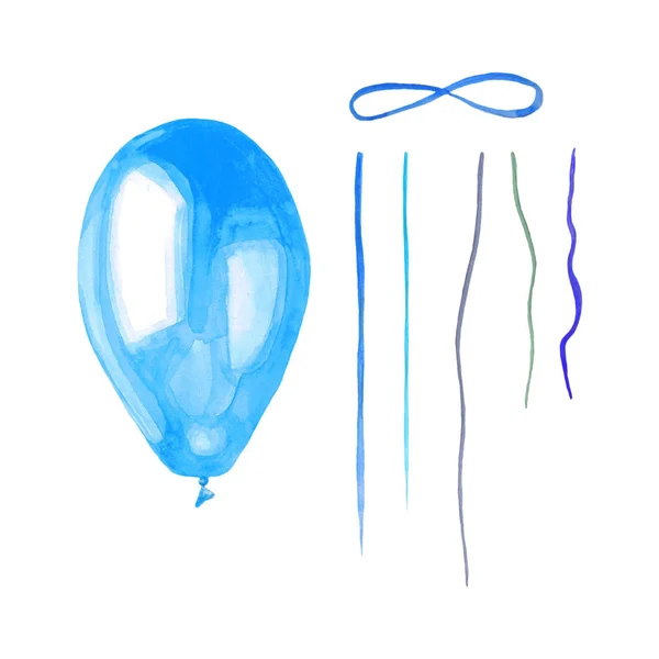 Ilustração aquarela de um balão oval com uma corda . — Fotografia de Stock