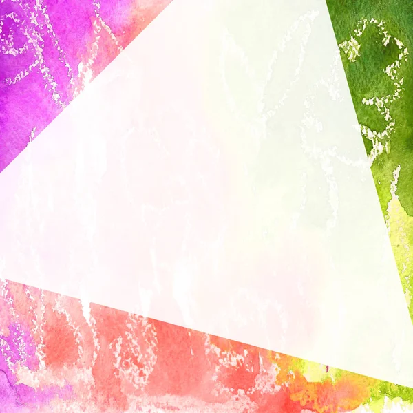 Quadrato cornice ad acquerello con un triangolo bianco . — Foto Stock