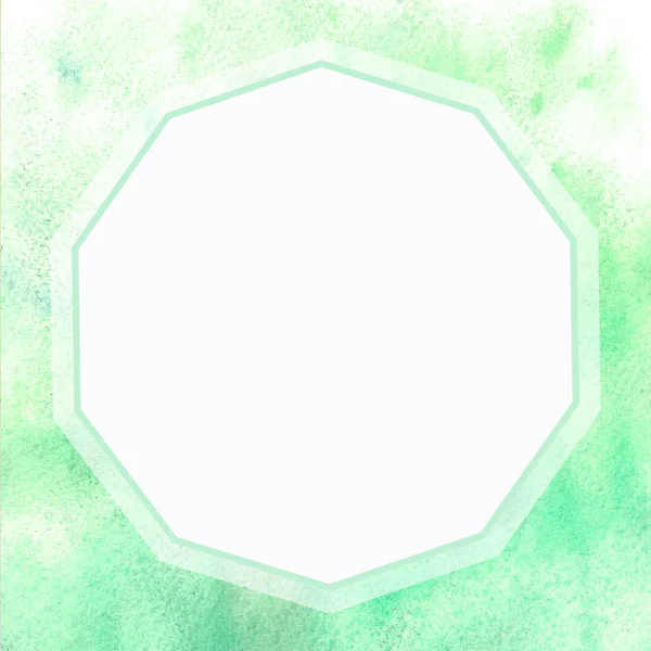 Ακουαρέλα τετράγωνο πλαίσιο με ένα λευκό πολύεδρο. — Φωτογραφία Αρχείου