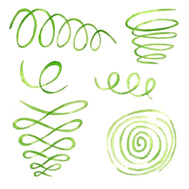 Suluboya resimler, spiraller ve bir bahar koleksiyonu ben