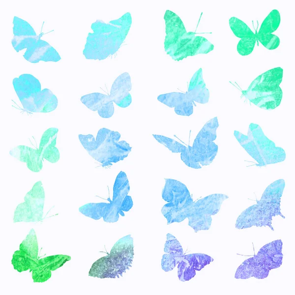Силуэты бабочек в акварели . — стоковое фото