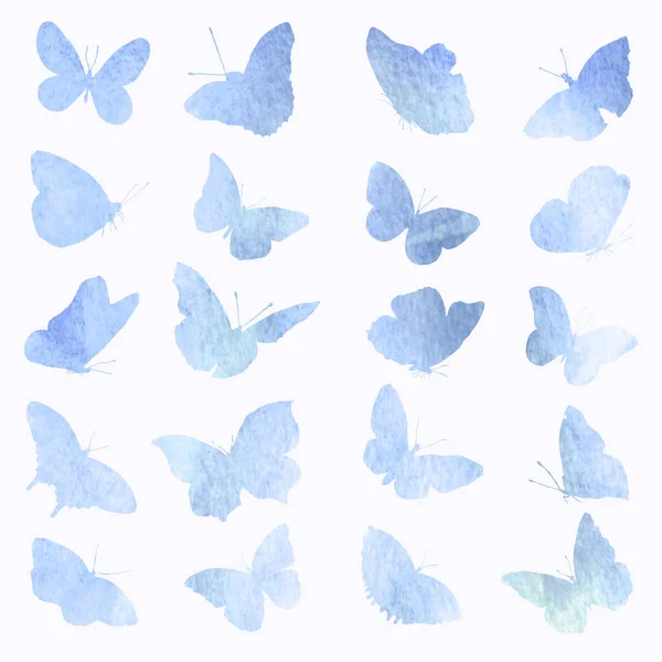 Coleção abstrata de silhuetas de borboleta em aquarela . — Fotografia de Stock