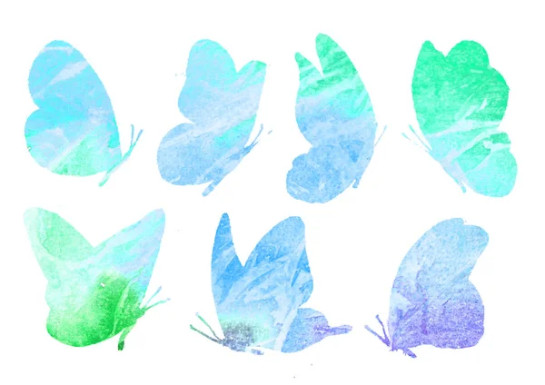 Sada abstraktních obrazů modrý motýl. — Stock fotografie