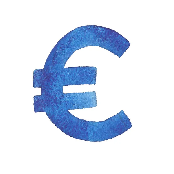 Euro. Aquarell-Illustration des Währungssymbols der Europäischen Union — Stockfoto