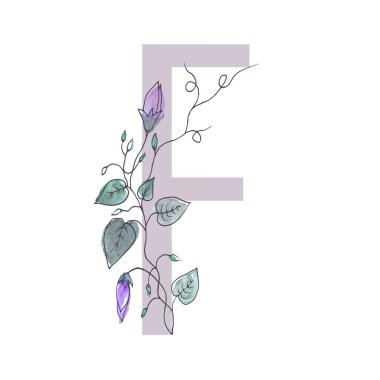 Büyük harf alfabesinden kıvırcık flo ile süslüdür