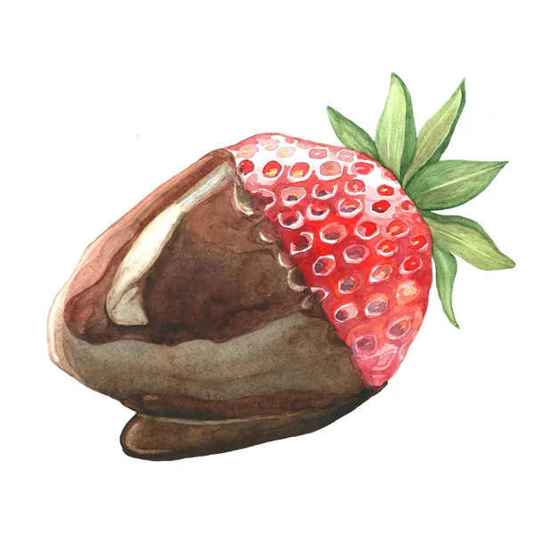Dessert Erdbeere in Schokolade — Stockfoto