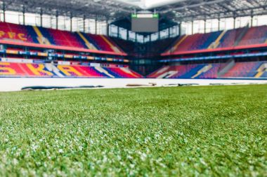Moscow, Rusya Federasyonu - 27 Ocak 2018: özel malzeme, CSKA Moskova Stadı çevresinde gezi kışın CSKA Moskova Kulübü'nün futbol sahası kaplı.