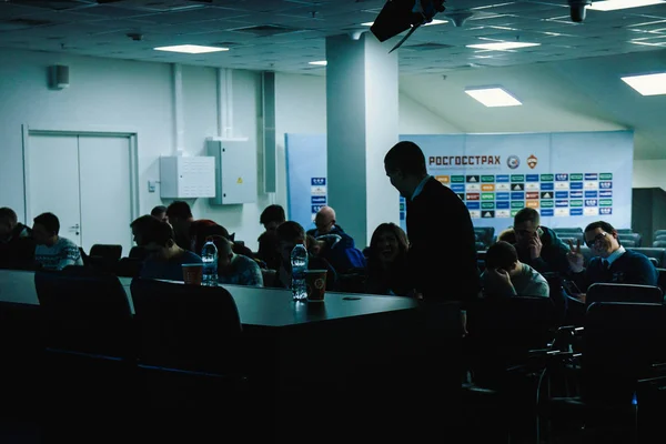 Moskau Russischer Föderation Januar 2018 Trainingsleiter Für Eine Pressekonferenz Ausflug — Stockfoto