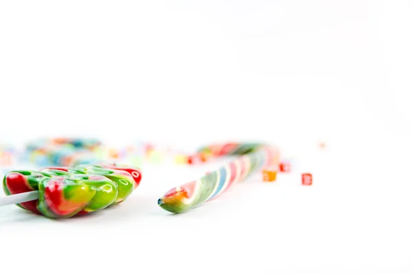 Colorful festive Lollipop on white background selective focus — Stock Photo, Image